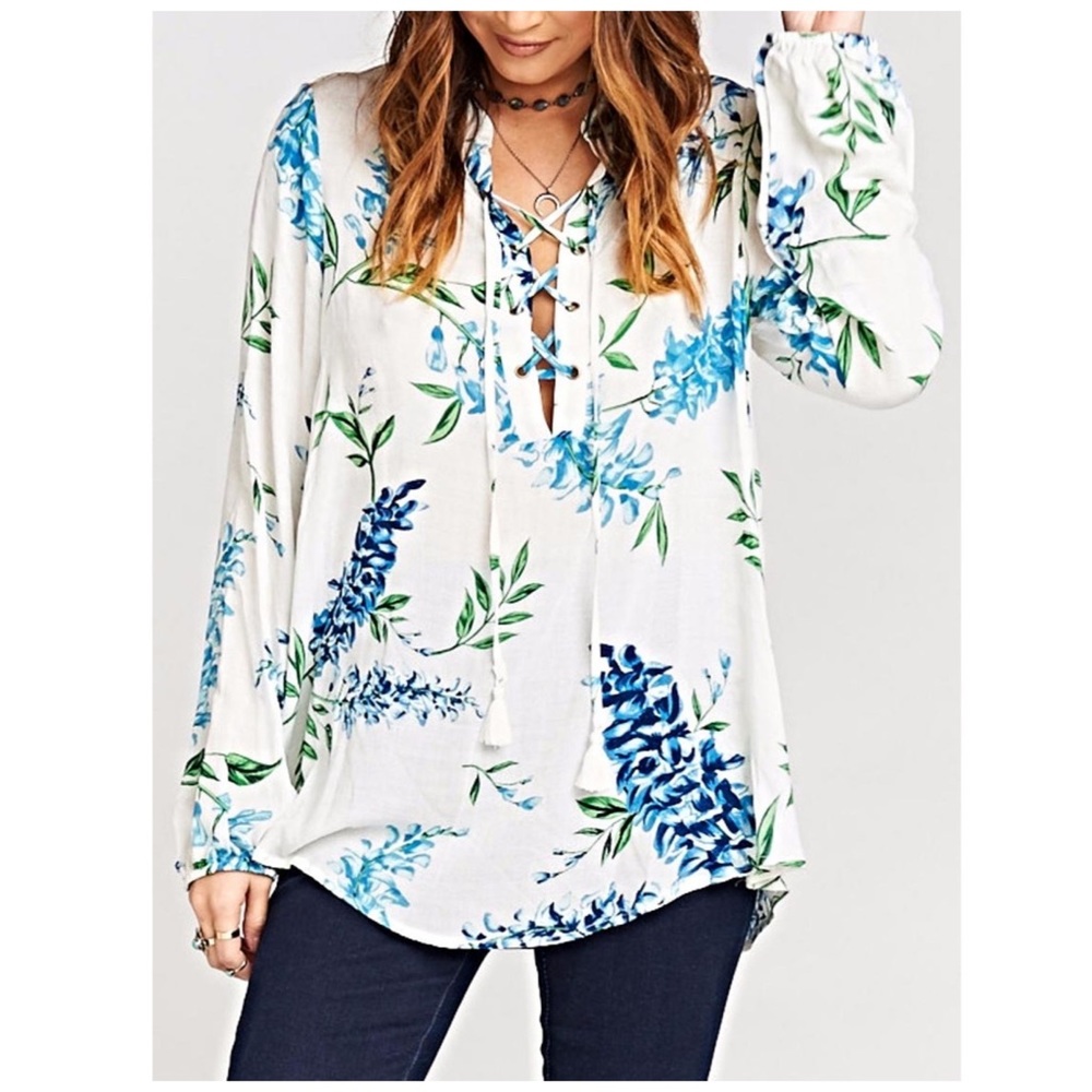 Show Me Your Mumu Thatcher tie top floral size small